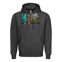 Charcoal Heather Peace Love Southdown Sheep Zipper Hoodie - LillyAllenDesigns