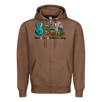 Chestnut Peace Love Southdown Sheep Zipper Hoodie - LillyAllenDesigns