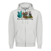 Dove Grey Peace Love Southdown Sheep Zipper Hoodie - LillyAllenDesigns