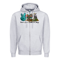 Heather Grey Peace Love Southdown Sheep Zipper Hoodie - LillyAllenDesigns