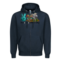 Navy Peace Love Southdown Sheep Zipper Hoodie - LillyAllenDesigns