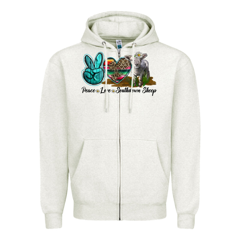 Peace Love Southdown Sheep Zipper Hoodie by LillyAllenDesigns | Teevron