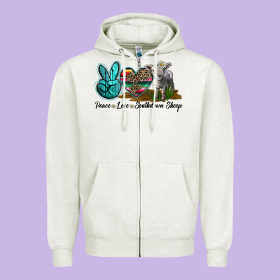 Peace Love Southdown Sheep Zipper Hoodie Designed By Lillyallendesigns