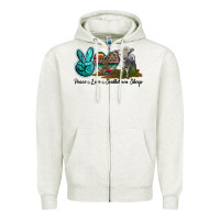 Oatmeal Heather Peace Love Southdown Sheep Zipper Hoodie - LillyAllenDesigns