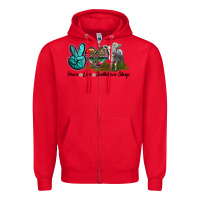 Red Peace Love Southdown Sheep Zipper Hoodie - LillyAllenDesigns