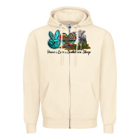 Sandshell Peace Love Southdown Sheep Zipper Hoodie - LillyAllenDesigns