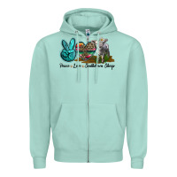 Seafoam Peace Love Southdown Sheep Zipper Hoodie - LillyAllenDesigns