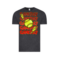 Vintage Black Game day softball lightning bolt Vintage Tee - HowdyJamesFarm