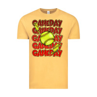 Vintage Mustard Game day softball lightning bolt Vintage Tee - HowdyJamesFarm