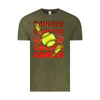 Vintage Olive Game day softball lightning bolt Vintage Tee - HowdyJamesFarm