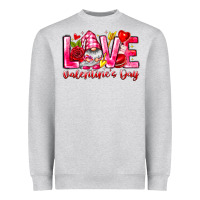Heather Grey Love Valentines Day Gnome Heavyweight Sweatshirt - CowhideDigitalArt