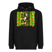 Black st patricks cow and coin wıth clovers and leopard brushstrokes Heavyweight Hoodie - Artiststas