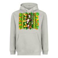 Moon Dust st patricks cow and coin wıth clovers and leopard brushstrokes Heavyweight Hoodie - Artiststas