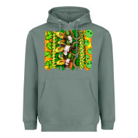 Sage st patricks cow and coin wıth clovers and leopard brushstrokes Heavyweight Hoodie - Artiststas