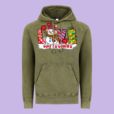 Love Christmas Snowman Vintage Hoodie Designed By Cowgirlartshop