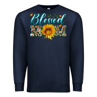 Navy blessed mom with sunflower Premium Sweatshirt - Artiststas