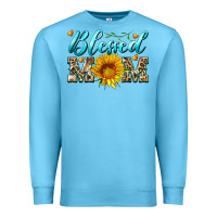 Ocean Blue blessed mom with sunflower Premium Sweatshirt - Artiststas
