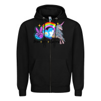 Black peace love unicorn Zipper Hoodie - LillyAllenDesigns