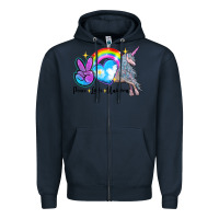 Navy peace love unicorn Zipper Hoodie - LillyAllenDesigns