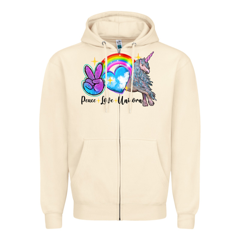 Peace Love Unicorn Zipper Hoodie by LillyAllenDesigns | Teevron