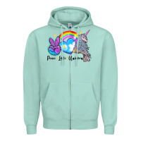 Seafoam peace love unicorn Zipper Hoodie - LillyAllenDesigns