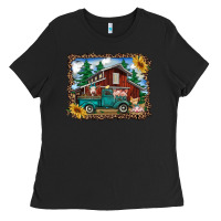 Black western barn with farm animals Ladies Tee - RanaPortraitStore