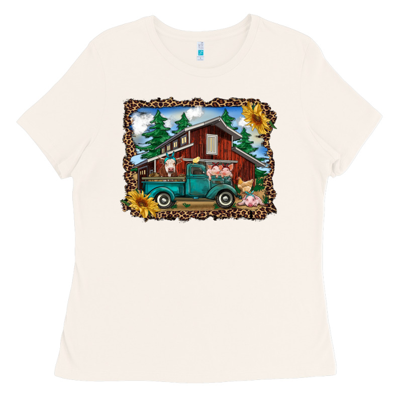 Western Barn With Farm Animals Ladies Tee by RanaPortraitStore | Teevron