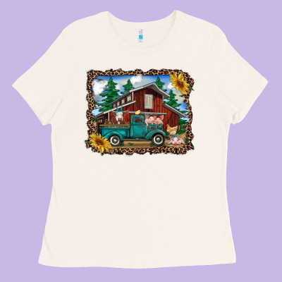 Western Barn With Farm Animals Ladies Tee Designed By Ranaportraitstore