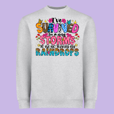 Ive Survived Too Many Storms To Be Thered By Raind Heavyweight Sweatshirt Designed By Cowhidedigitalart