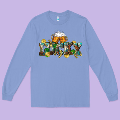 Lucky Beers St. Patrick's Day Long Sleeve Tee Designed By Cowgirlartshop