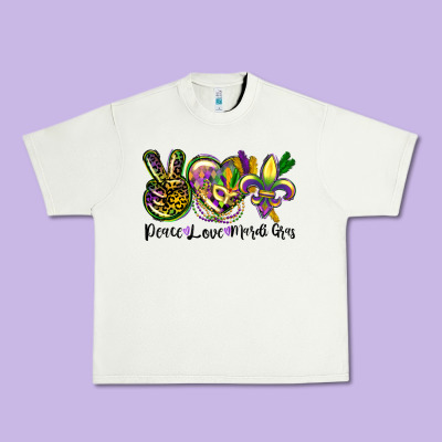 Peace Love Mardi Gras Urban Heavy Tee Designed By Cowgirlartshop