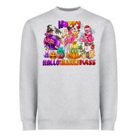 Heather Grey Happy Hallo Thanks Mas Heavyweight Sweatshirt - CowhideDigitalArt