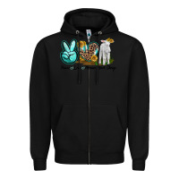 Black Peace Love Merino Wool Sheep Zipper Hoodie - LillyAllenDesigns