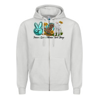 Dove Grey Peace Love Merino Wool Sheep Zipper Hoodie - LillyAllenDesigns