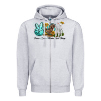 Heather Grey Peace Love Merino Wool Sheep Zipper Hoodie - LillyAllenDesigns