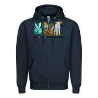 Navy Peace Love Merino Wool Sheep Zipper Hoodie - LillyAllenDesigns
