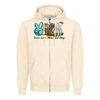 Sandshell Peace Love Merino Wool Sheep Zipper Hoodie - LillyAllenDesigns