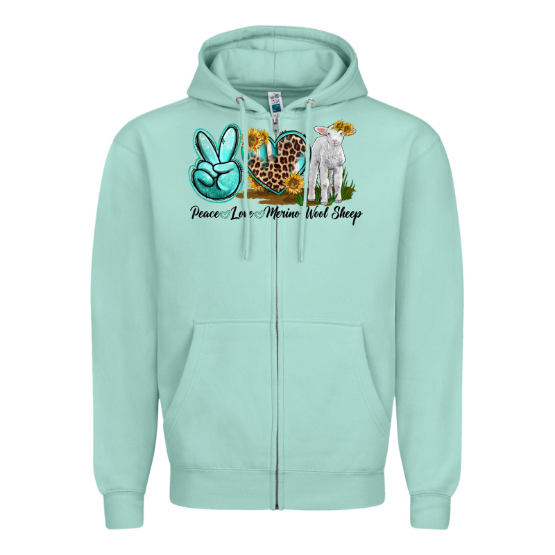 Peace Love Merino Wool Sheep Zipper Hoodie by LillyAllenDesigns | Teevron