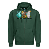 Sports Green Peace Love Merino Wool Sheep Zipper Hoodie - LillyAllenDesigns