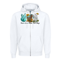 White Peace Love Merino Wool Sheep Zipper Hoodie - LillyAllenDesigns