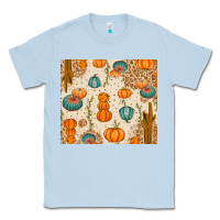 Dusty Blue Fall Pumpkins Classic Tee - texasbilliewilder
