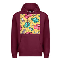 Burgundy nurse medicine seamless pattern Premium Hoodie - BundleAndBundleShop