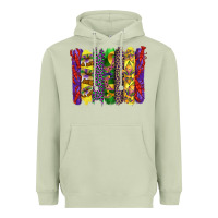Matcha mardi gras crawfish cake and mask with leopar and fleur de lis brushst Heavyweight Hoodie - Artiststas