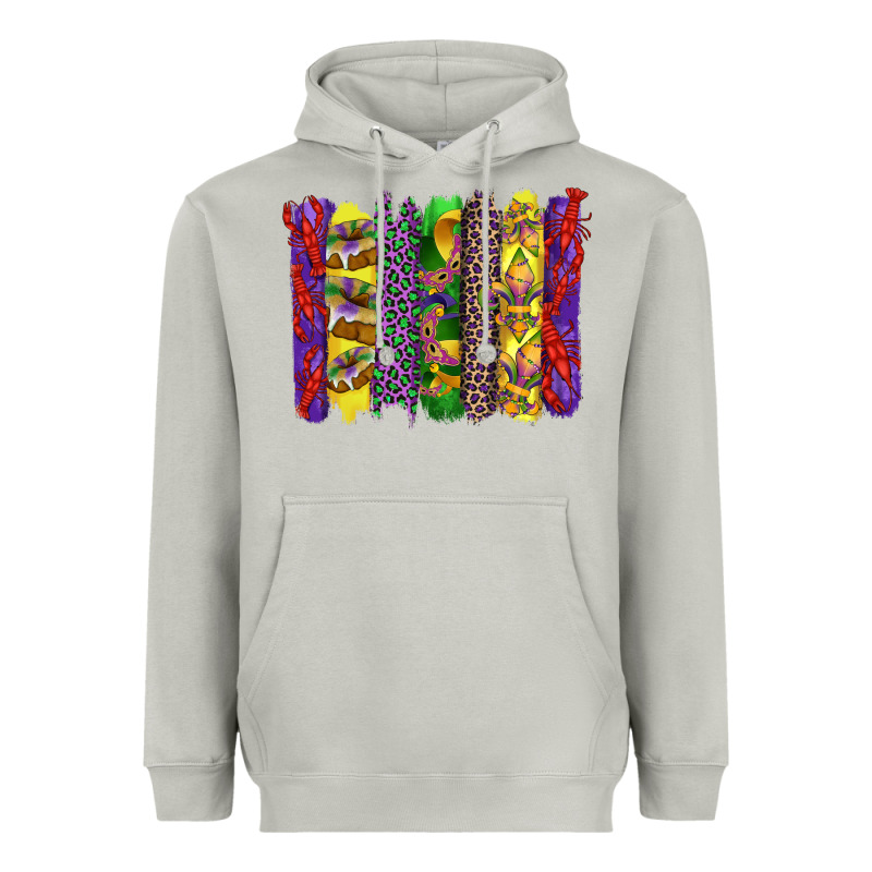 Mardi Gras Crawfish Cake And Mask With Leopar And Fleur De Lis Brushst Heavyweight Hoodie by Artiststas | Teevron