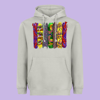 Mardi Gras Crawfish Cake And Mask With Leopar And Fleur De Lis Brushst Heavyweight Hoodie Designed By Artiststas