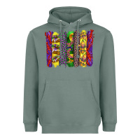 Sage mardi gras crawfish cake and mask with leopar and fleur de lis brushst Heavyweight Hoodie - Artiststas