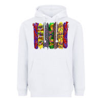 White mardi gras crawfish cake and mask with leopar and fleur de lis brushst Heavyweight Hoodie - Artiststas