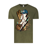 Vintage Olive Lightning bolt Baseball Vintage Tee - HowdyJamesFarm