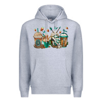 Heather Grey indian headdress coffee cups Premium Hoodie - Jasminsmagicworld