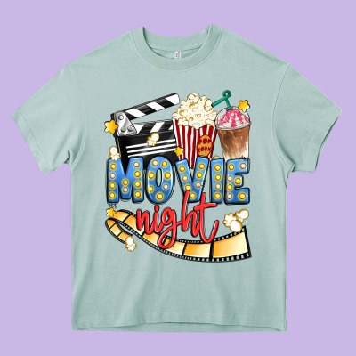 Movie Night Heavy Core Tee Designed By Artiststas